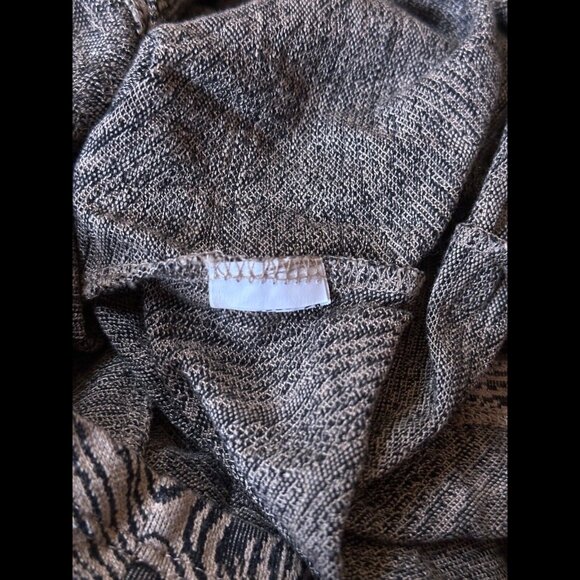 Zara Shirt Medium Brown Abstract Art Long Sleeve Button Performance Stretch Knit - Picture 7 of 7